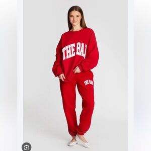 The Bar Varsity Sweatpants, Red, XS